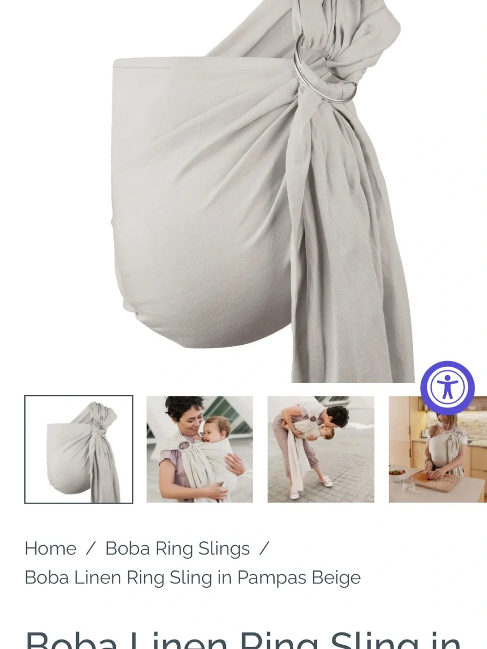 Boba Linen Ring Sling in Beige